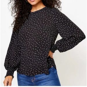 Loft Black polkadot long sleeve blouse